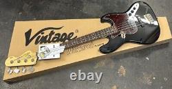 Vintage VJ74BLK Basss Guitar in Glass Black
