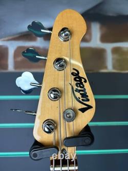 Vintage VJ74 Gloss Black Electric Bass