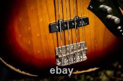 Vintage Vj74mr Icon Series Jazz Bass Reissue Sunburst Excellent Player
