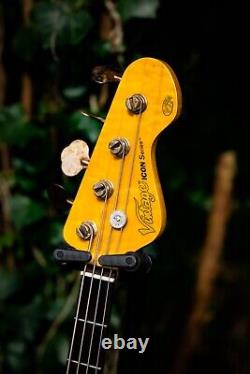 Vintage Vj74mr Icon Series Jazz Bass Reissue Sunburst Excellent Player