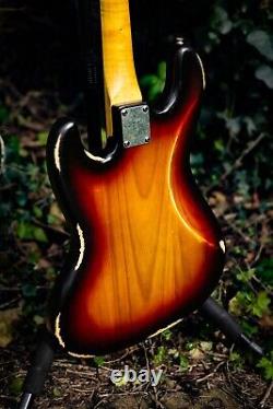 Vintage Vj74mr Icon Series Jazz Bass Reissue Sunburst Excellent Player