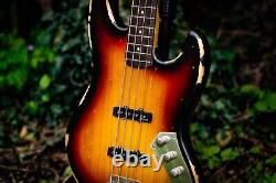 Vintage Vj74mr Icon Series Jazz Bass Reissue Sunburst Excellent Player