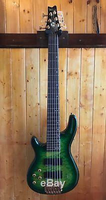 Wolf KTB-6 6 String Bass Guitar Left-Handed Green Burst withgig bag