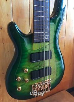 Wolf KTB-6 6 String Bass Guitar Left-Handed Green Burst withgig bag