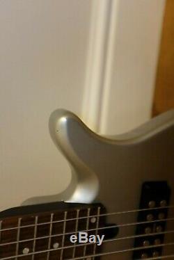 Yamaha RBX375 5 string bass guitar, silver, electric bass guitar, good used cond